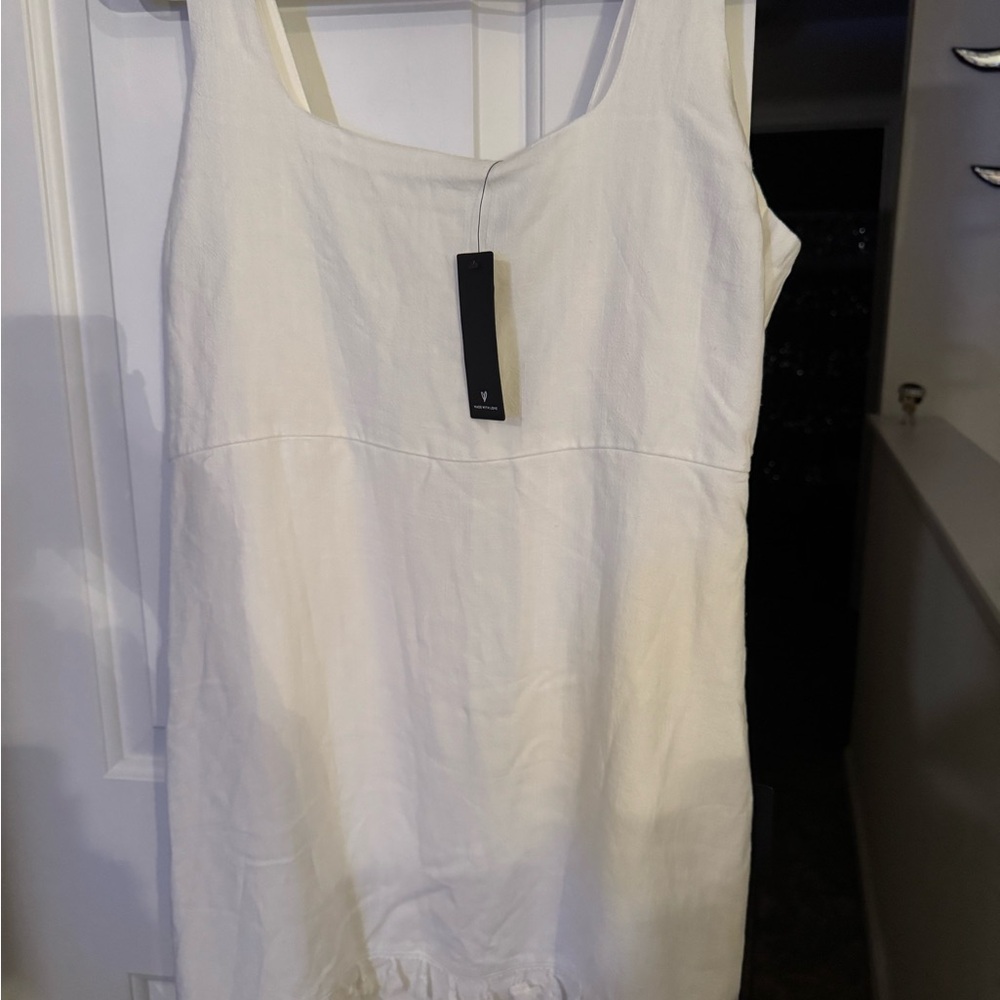 NWT Lulus “Feel the Sunshine White Tassel Mini Dress”